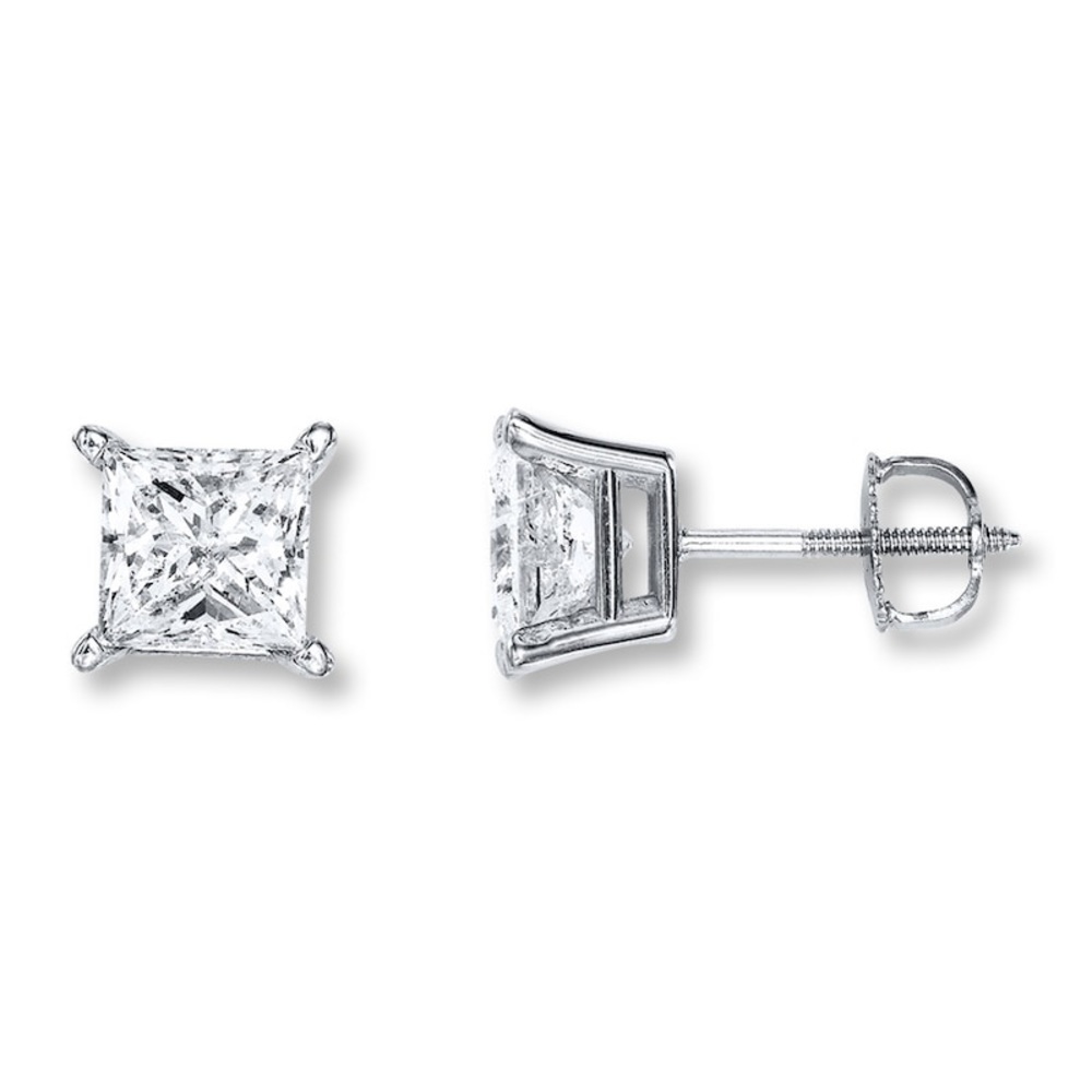 2ct Diamond Studs princess cut